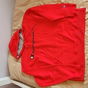 Men's red Champion hoodie